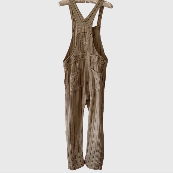 FREE PEOPLE -ONE BALLAST STRIPED GAUZE COTTON HOBO DISTRESSED OVERALLS J… - Picture 15 of 16